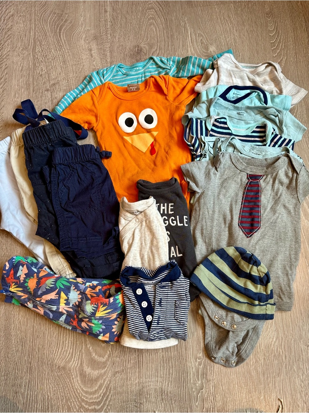3-6 month boy Bundle: Cat & Jack suspender pants, tops, sleeper, hat